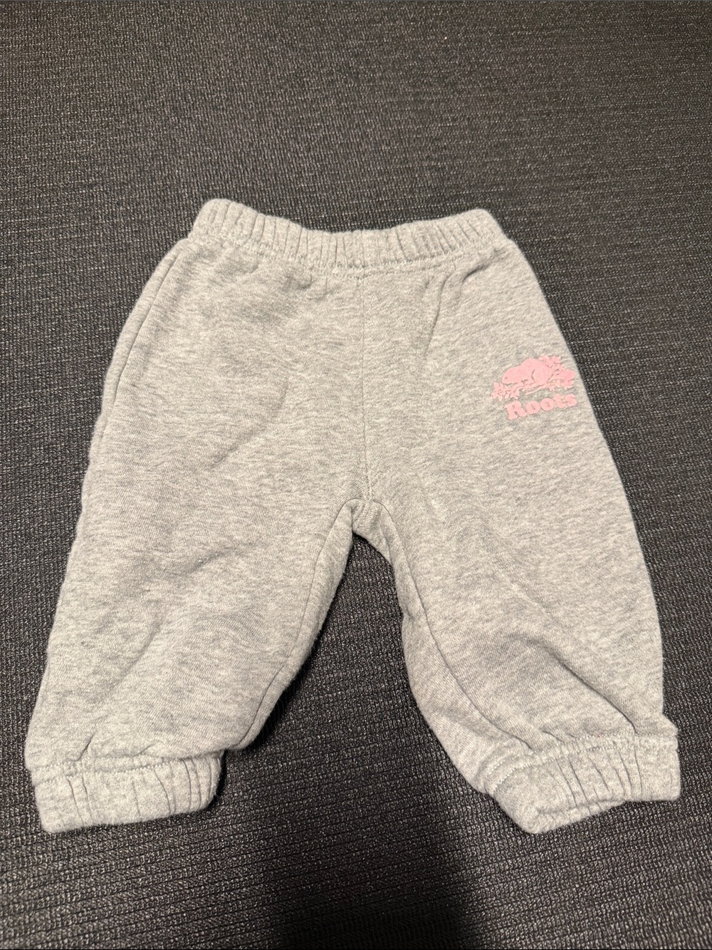 Roots Kids Gray Sweatpants with Pink Logo Accent